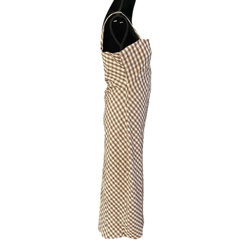House of Harlowe 1960 Brown Gingham Check Ruched Sheath Midi Slip Dress XL new - Picture 6 of 10